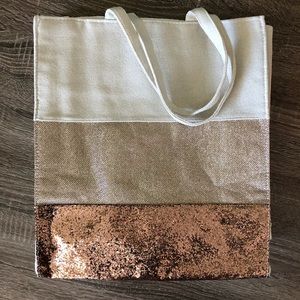 Canvas & Rose Gold Glitter Tote Bag